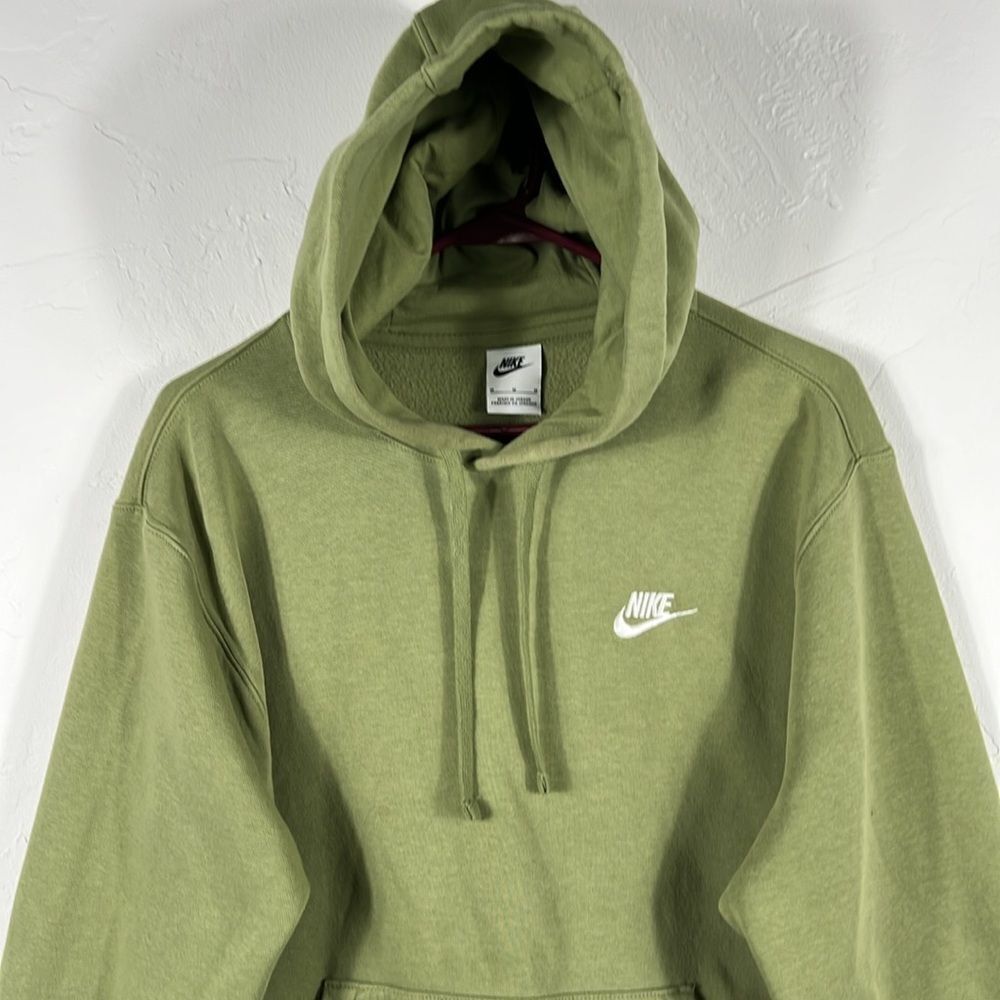 🔥🔥 Vintage NIKE ESSENTIAL Olive Green Hoodie Sweatshirt Sz Med. - RARE Colorwa